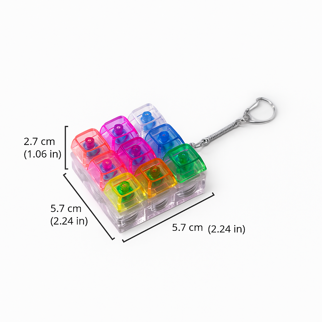 9-Key Keyboard Fidget Toy for Adults – LED Light Keychain Clicker, Sensory Fun Stress Relief Toy for Anxiety & Decompression